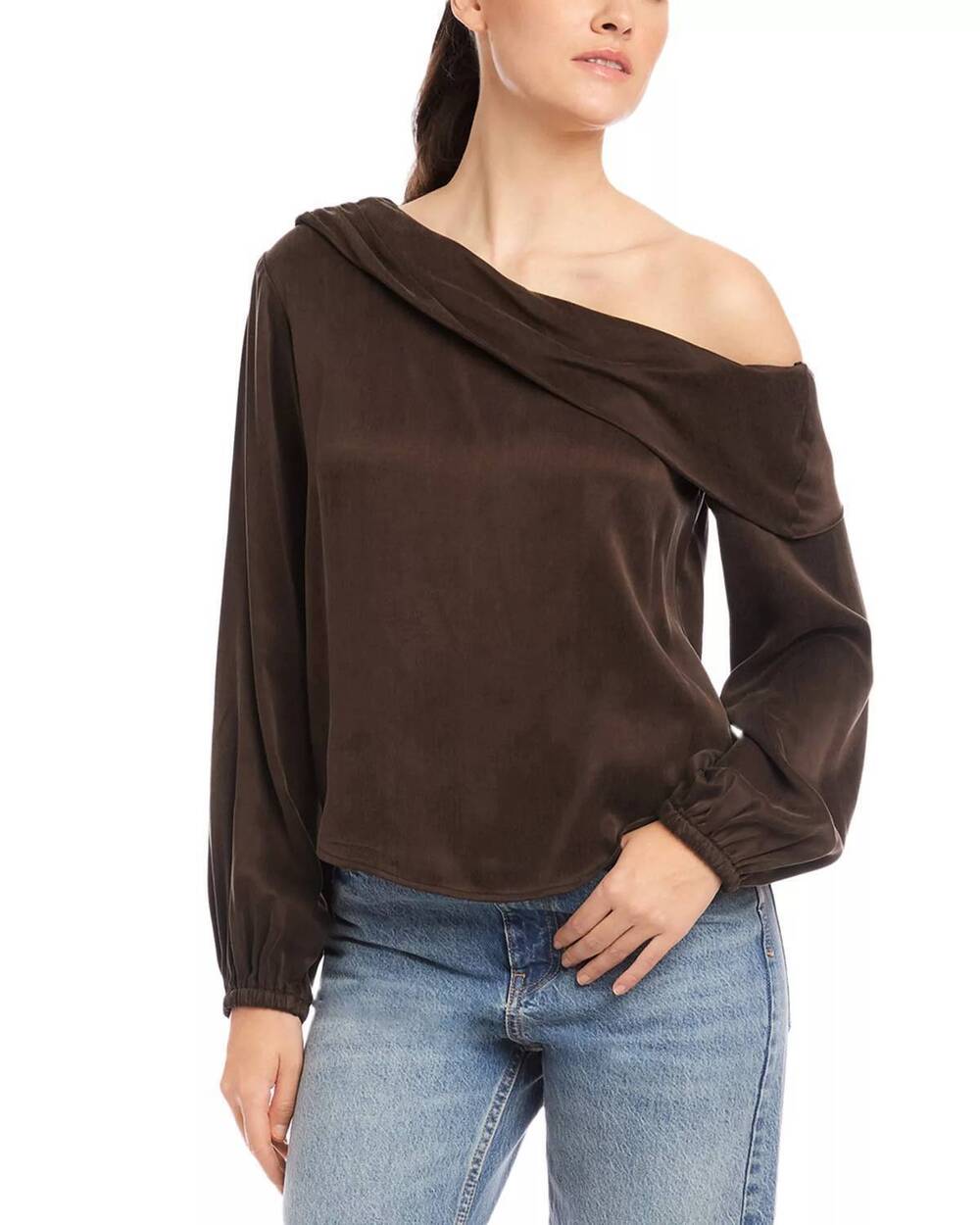 NEW FIFTEEN TWENTY marisa one shoulder top in brown